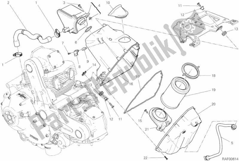 Tutte le parti per il Presa D'aria - Sfiato Olio del Ducati Monster 797 2019