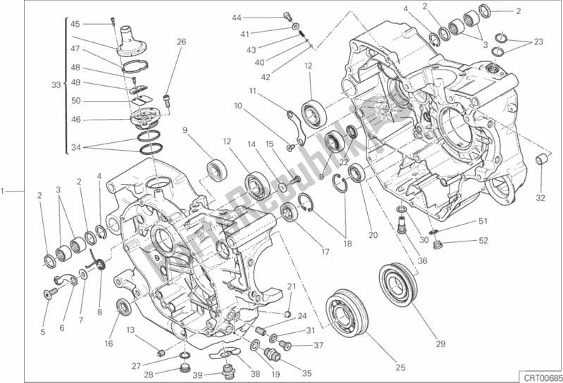 Alle onderdelen voor de Compleet Paar Halve Carters van de Ducati Monster 797 2019