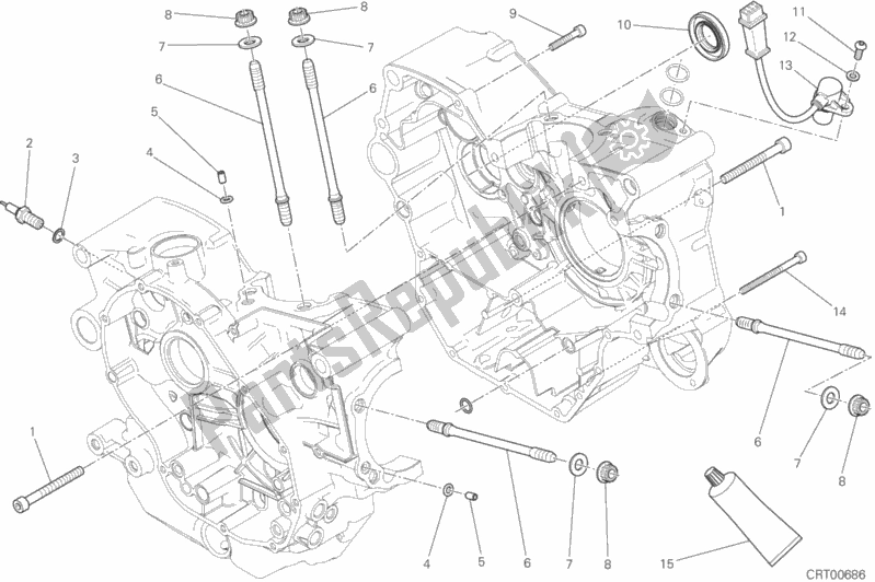 All parts for the Half-crankcases Pair of the Ducati Monster 797 2019