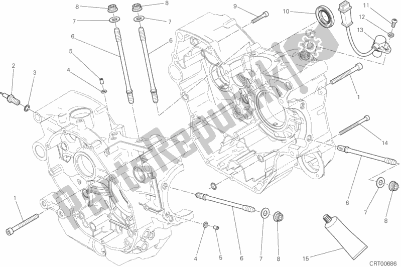 All parts for the Half-crankcases Pair of the Ducati Monster 797 2019