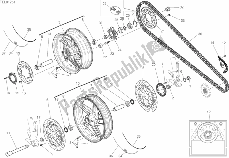 All parts for the Ruota Anteriore E Posteriore of the Ducati Monster 797 2019