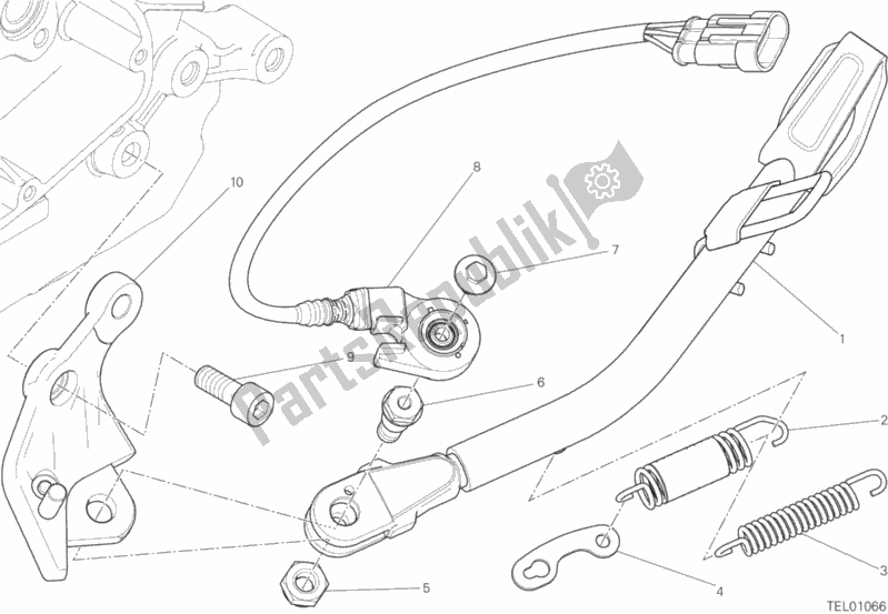 Alle onderdelen voor de Zij Stand van de Ducati Monster 797 2019