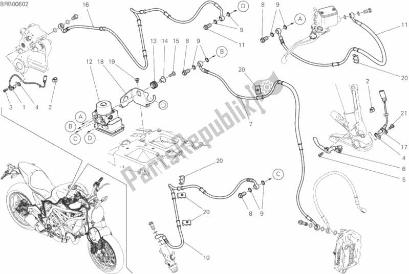 All parts for the Antilock Braking System (abs) of the Ducati Monster 797 2020