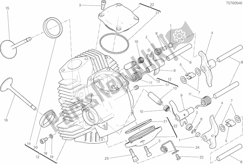 All parts for the Horizontal Head of the Ducati Monster 797 2020