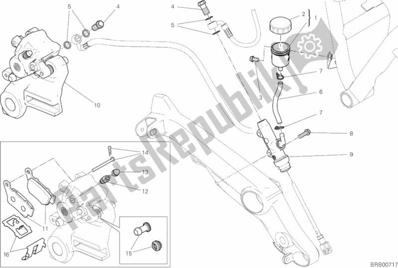 Alle onderdelen voor de Achter Remsysteem van de Ducati Monster 797 2020