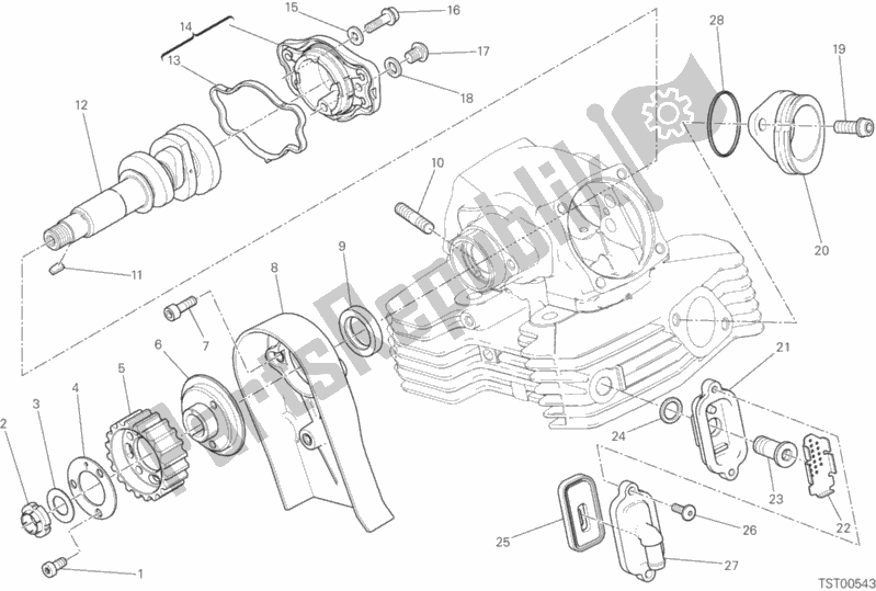 All parts for the Vertical Cylinder Head - Timing of the Ducati Monster 797 2020