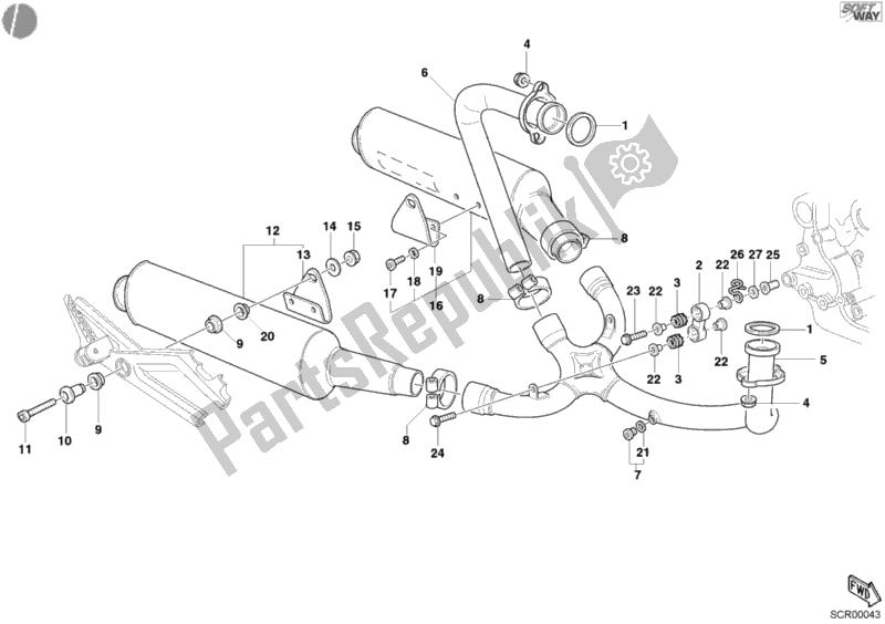 Todas as partes de Sistema De Exaustão do Ducati Monster 800 2003