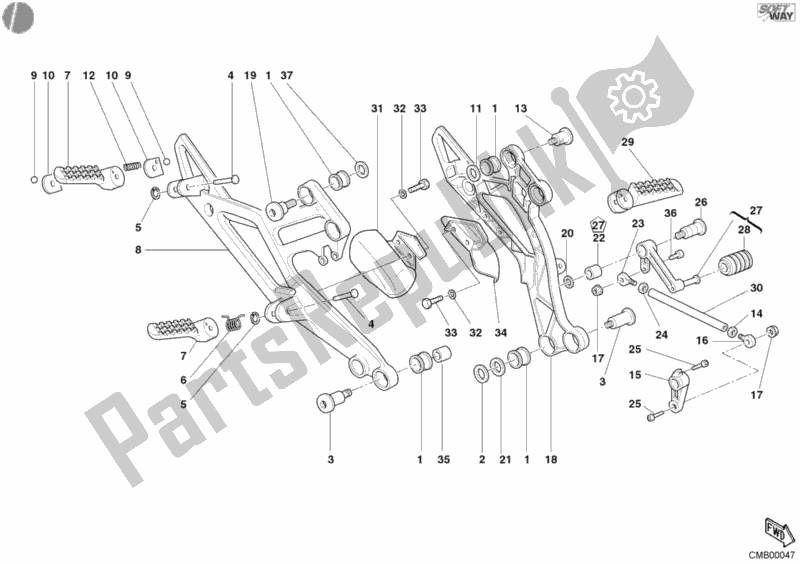 Tutte le parti per il Poggiapiedi Usa del Ducati Monster 800 2003