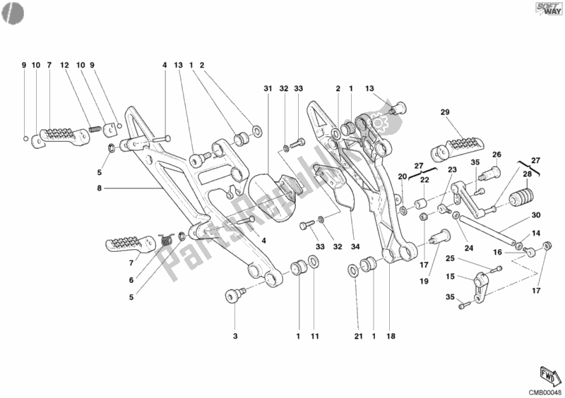 Tutte le parti per il Poggiapiedi del Ducati Monster 800 2003