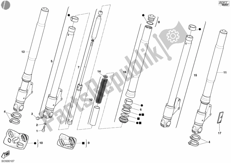 Tutte le parti per il Forcella Anteriore del Ducati Monster 800 2003