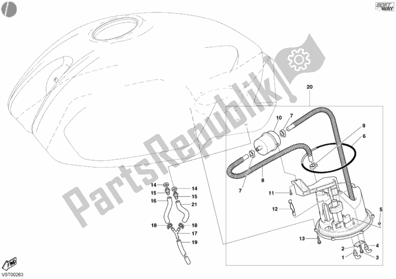 Todas as partes de Bomba De Combustível Escura do Ducati Monster 800 2003