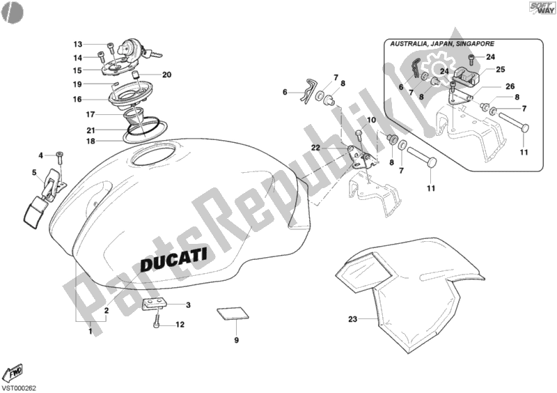 Todas as partes de Tanque De Combustível Escuro do Ducati Monster 800 2003