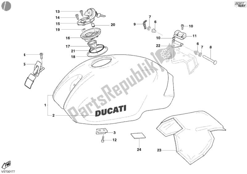 Todas as partes de Tanque De Combustível M800s do Ducati Monster 800 2003