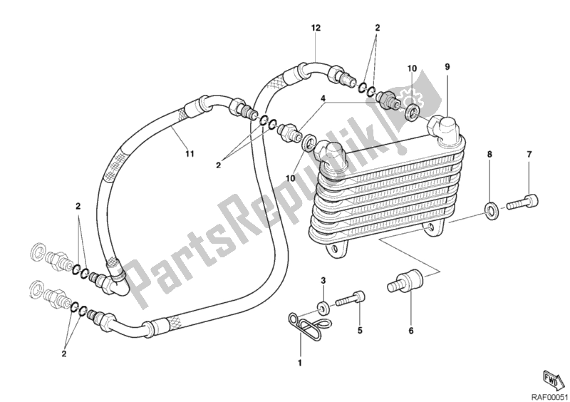 Tutte le parti per il Radiatore Dell'olio del Ducati Monster 800 2003