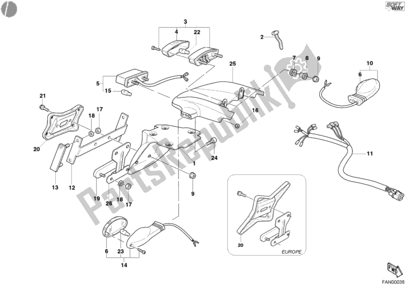 Toutes les pièces pour le Feu Arrière du Ducati Monster 800 2003