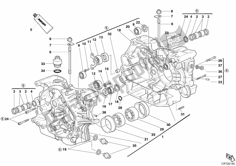 Alle onderdelen voor de Carter van de Ducati Monster 800 2004