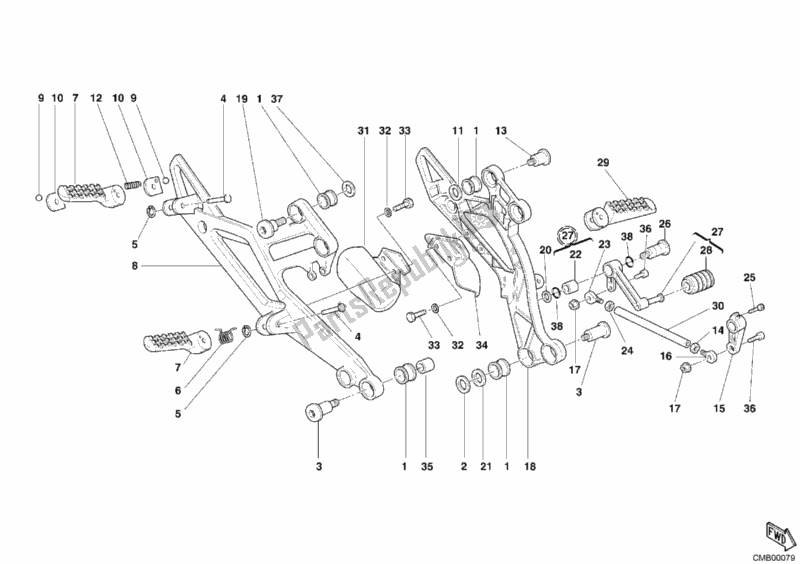 Todas las partes para Reposapiés Usa de Ducati Monster 800 2004