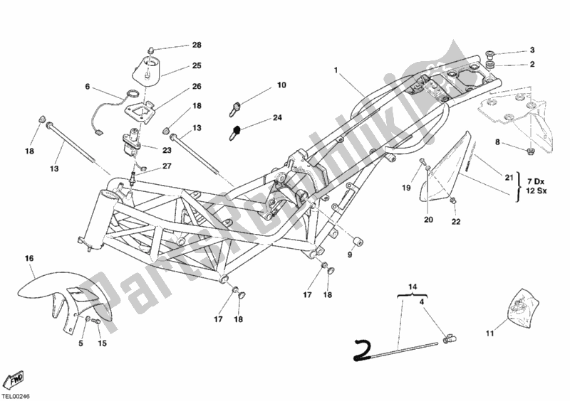 Alle onderdelen voor de Kader van de Ducati Monster 800 2004