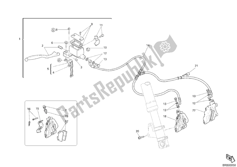 Alle onderdelen voor de Voorremsysteem van de Ducati Monster 800 2004