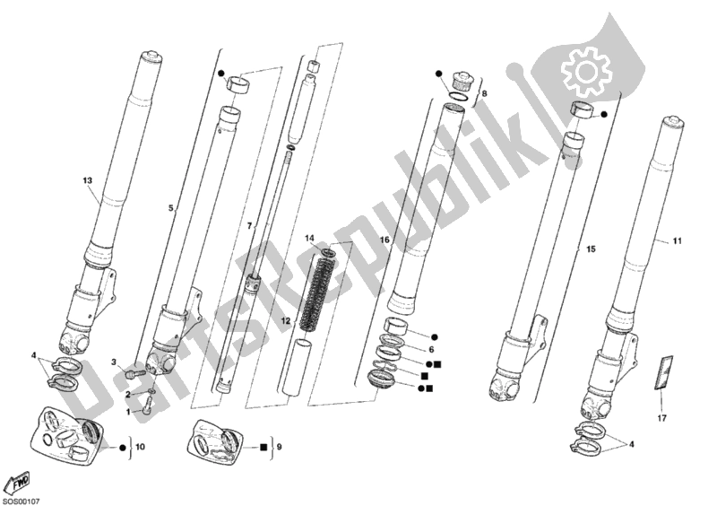 Todas las partes para Tenedor Frontal de Ducati Monster 800 2004