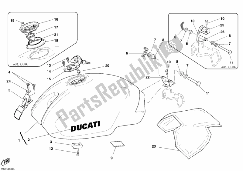 Todas las partes para Tanque De Combustible M800s de Ducati Monster 800 2004