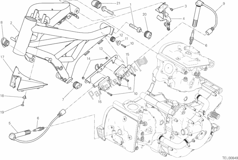Todas as partes de Quadro, Armação do Ducati Monster 821 2015