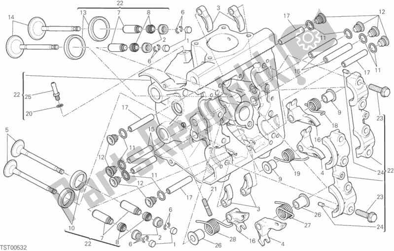 All parts for the Horizontal Head of the Ducati Monster 821 2015