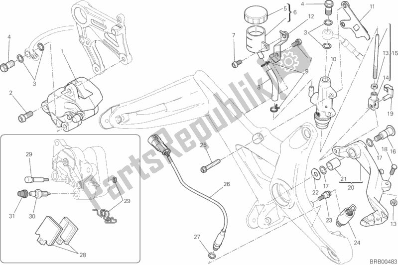 Todas las partes para Sistema De Freno Trasero de Ducati Monster 821 2015