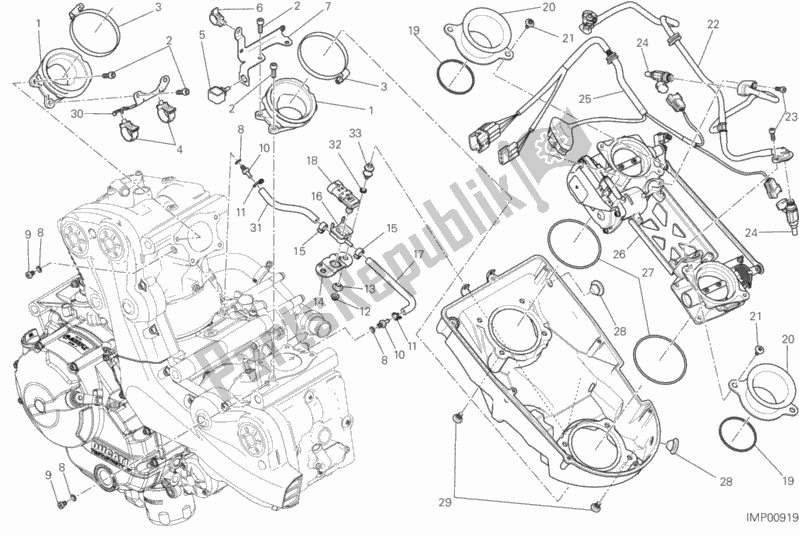 All parts for the Throttle Body of the Ducati Monster 821 2015
