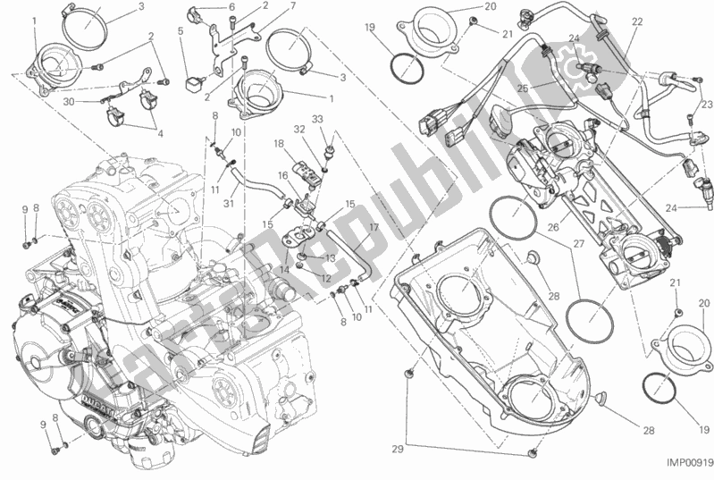 All parts for the Throttle Body of the Ducati Monster 821 2015