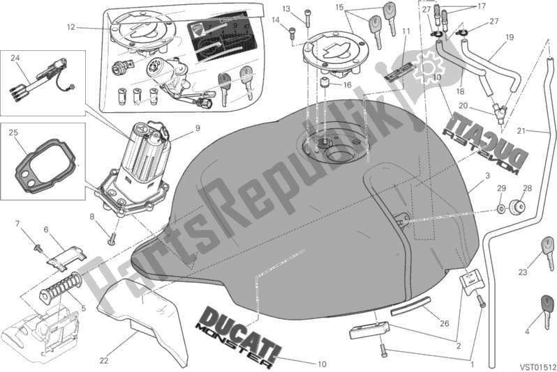 Todas las partes para 032 - Tanque De Combustible de Ducati Monster 821 2016