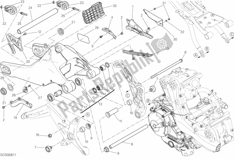 Alle onderdelen voor de 28a - Forcellone Posteriore van de Ducati Monster 821 2016