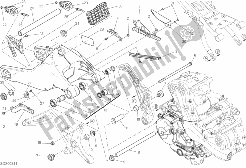 Todas las partes para 28a - Forcellone Posteriore de Ducati Monster 821 2016