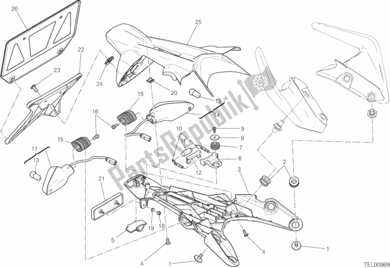 Alle onderdelen voor de 28b - Plaathouder van de Ducati Monster 821 2016