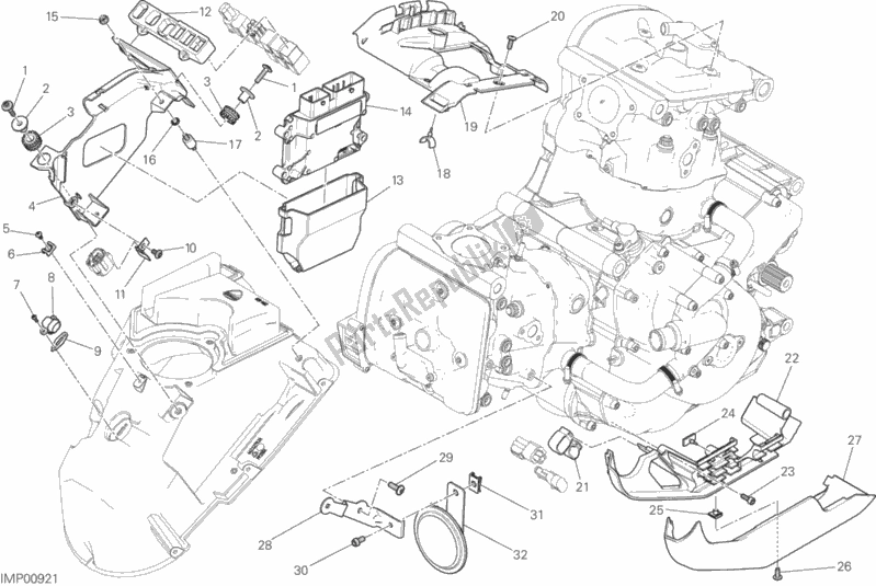 All parts for the Engine Control Unit of the Ducati Monster 821 2016