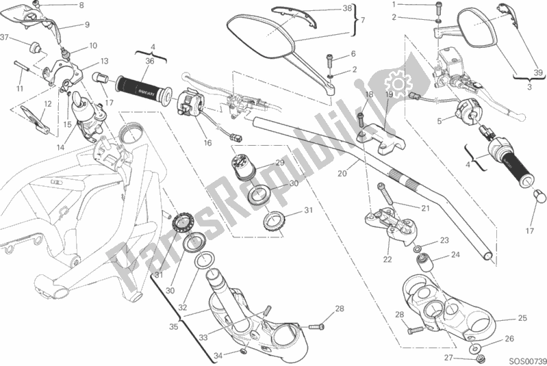 All parts for the Handlebar And Controls of the Ducati Monster 821 2016