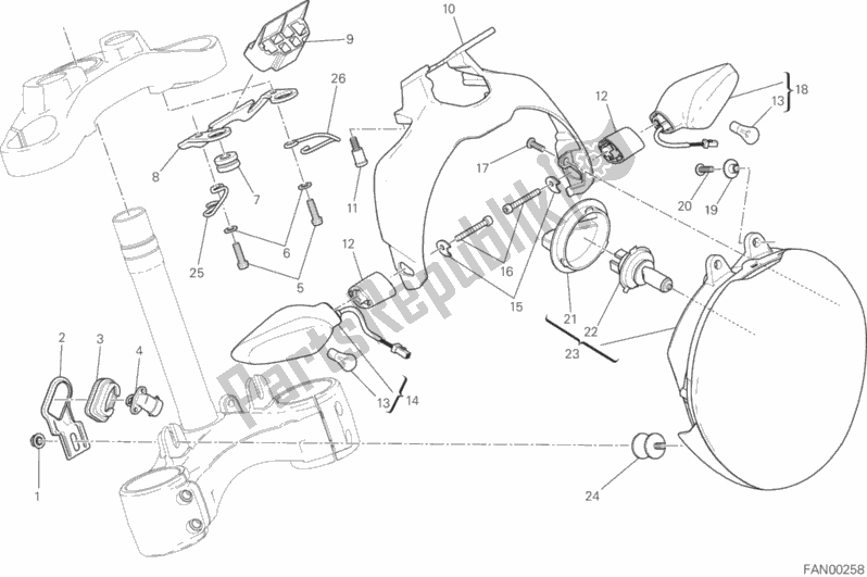 Todas las partes para Faro de Ducati Monster 821 2016