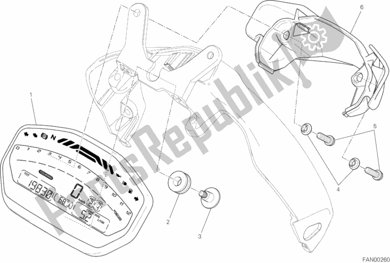 Alle onderdelen voor de Instrumentenpaneel van de Ducati Monster 821 2016