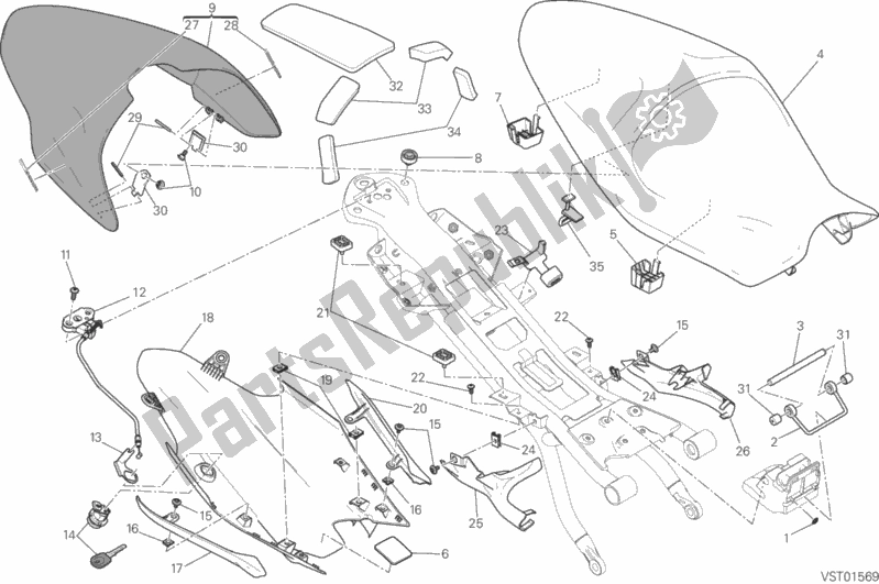 Alle onderdelen voor de Stoel van de Ducati Monster 821 2016