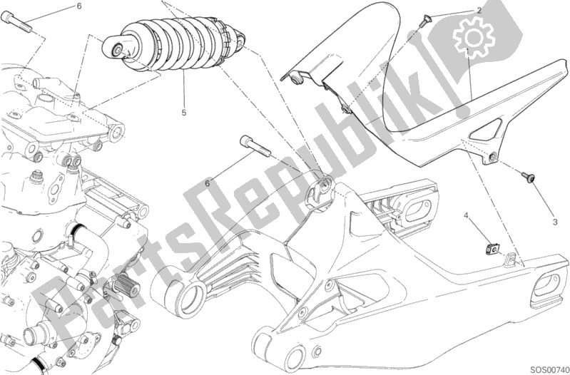 Alle onderdelen voor de Sospensione Posteriore van de Ducati Monster 821 2016