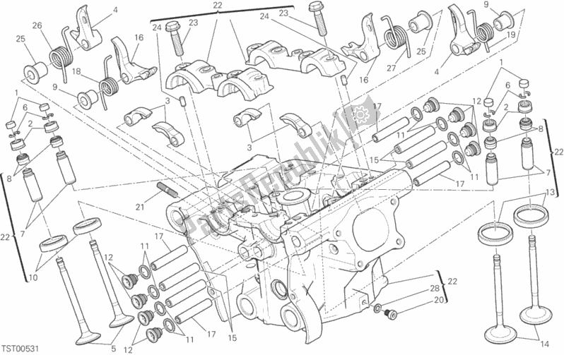 All parts for the Vertical Head of the Ducati Monster 821 2016