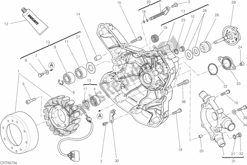 Alle onderdelen voor de Waterpomp-altr-zijde Crnkcse Deksel van de Ducati Monster 821 2016