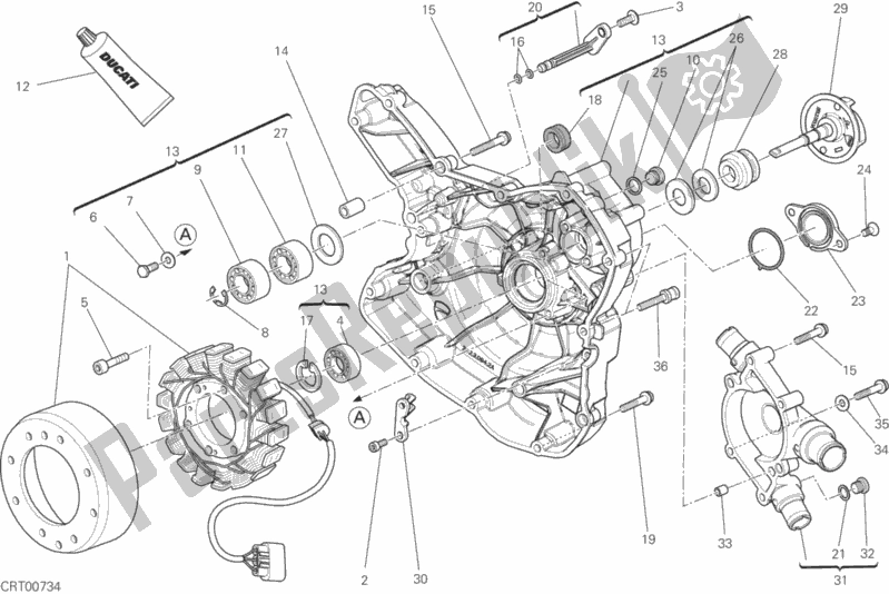 Alle onderdelen voor de Waterpomp-altr-zijde Crnkcse Deksel van de Ducati Monster 821 2016