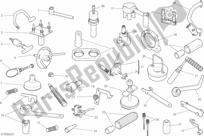 Alle onderdelen voor de Werkplaatsgereedschap, Motor van de Ducati Monster 821 2016