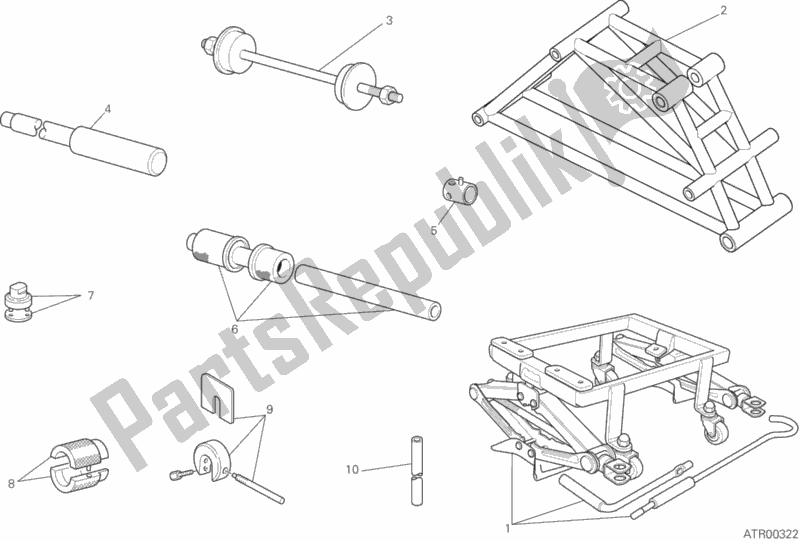 Alle onderdelen voor de Werkplaats Service Tools, Frame van de Ducati Monster 821 2016