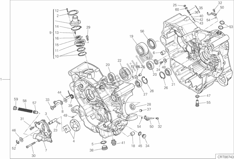 All parts for the 010 - Half-crankcases Pair of the Ducati Monster 821 2017