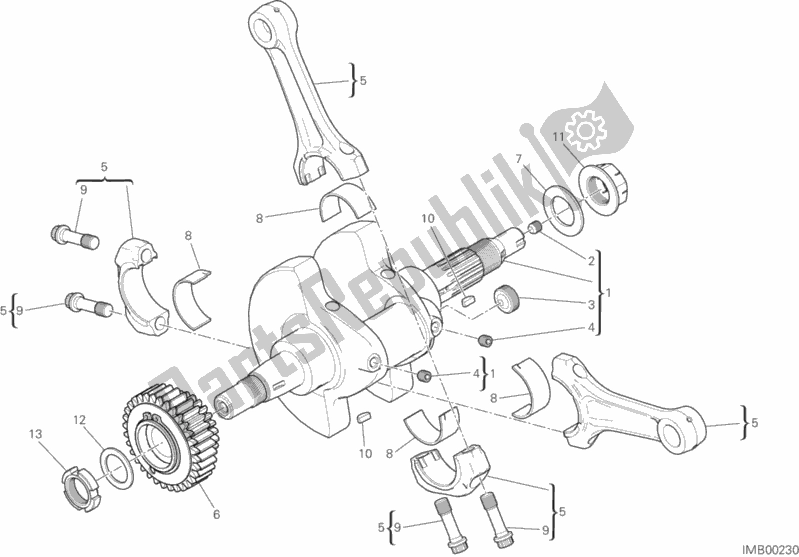 All parts for the Connecting Rods of the Ducati Monster 821 2017