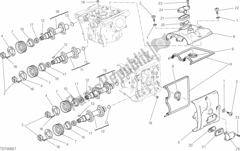 All parts for the Cylinder Head : Timing System of the Ducati Monster 821 2017