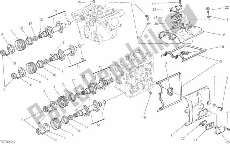 Alle onderdelen voor de Cilinderkop: Timing Systeem van de Ducati Monster 821 2017