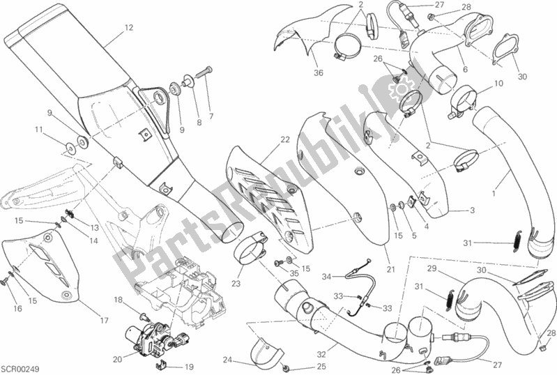 Toutes les pièces pour le Système D'échappement du Ducati Monster 821 2017